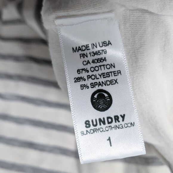 SUNDRY Gray Striped Long Sleeve Soft Shirtdress S - Picture 6 of 7
